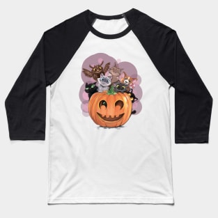 Happy Halloween Cute Animals and Pumpkin Baseball T-Shirt